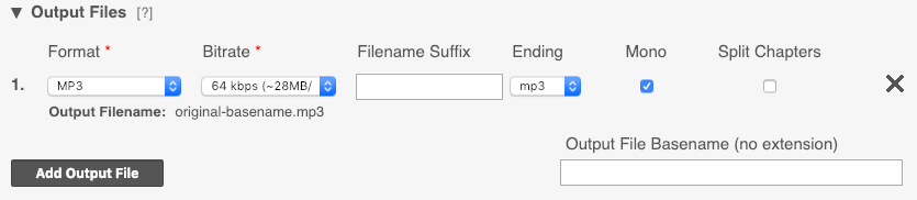 Auphonic Output Settings