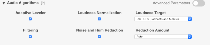 Auphonic Processing Options