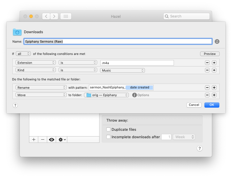 Hazel Rule Renaming .m4a File